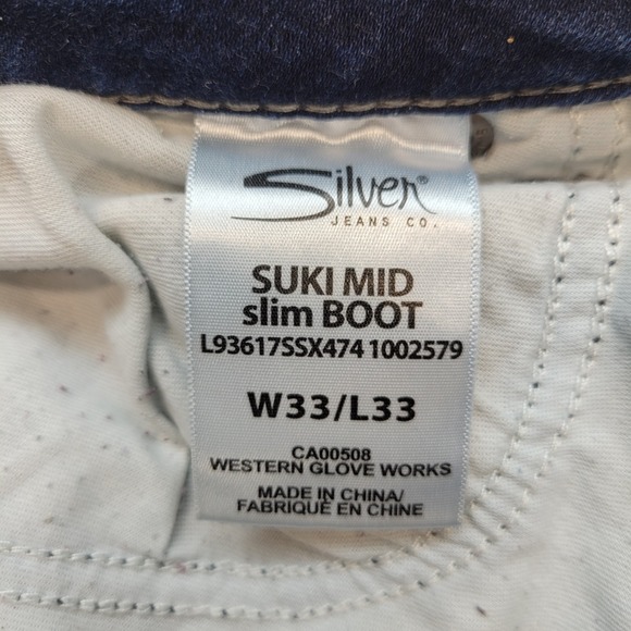 Silver Jeans Womens 33x33 Suki Bootcut Selvedge Low Rise Dark Wash Denim - Picture 7 of 15